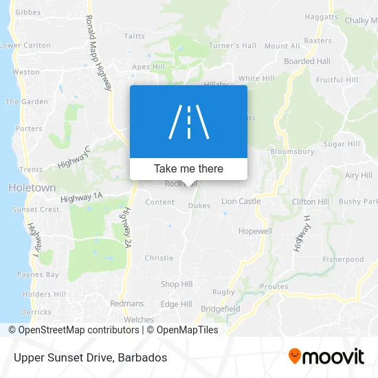 Upper Sunset Drive map