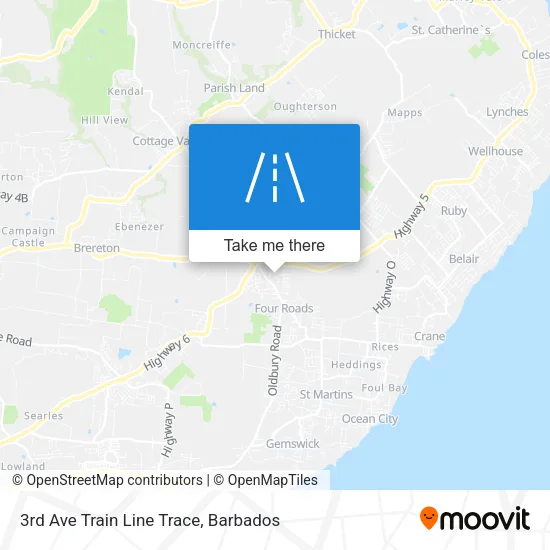 3rd Ave Train Line Trace map