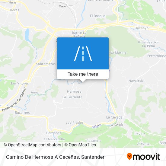 Camino De Hermosa A Ceceñas map