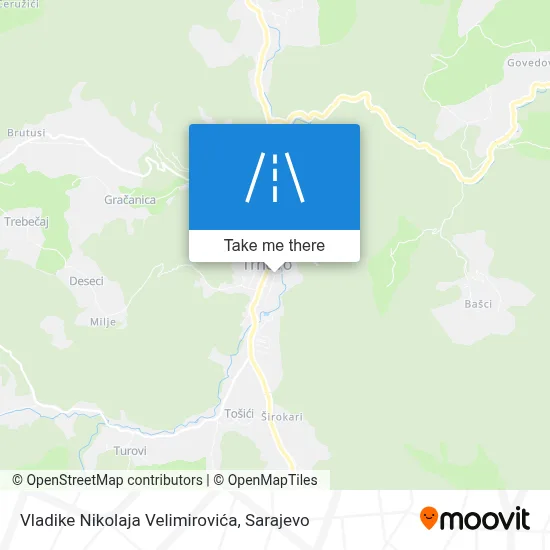 Vladike Nikolaja Velimirovića map