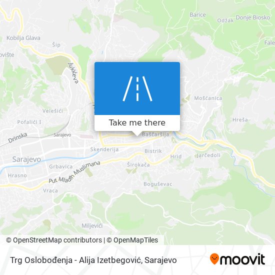Trg Oslobođenja - Alija Izetbegović mapa