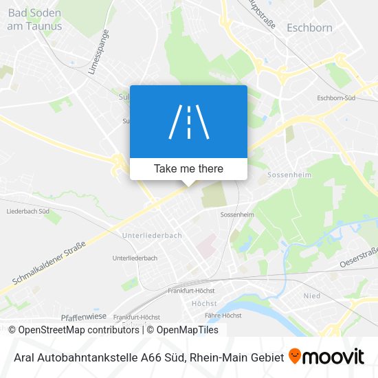 Aral Autobahntankstelle A66 Süd map