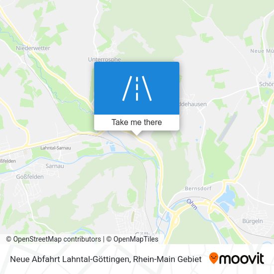 Neue Abfahrt Lahntal-Göttingen map