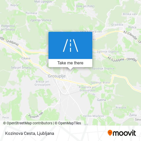Kozinova Cesta map
