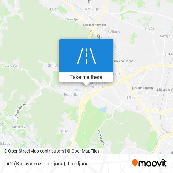 A2 (Karavanke-Ljubljana) map