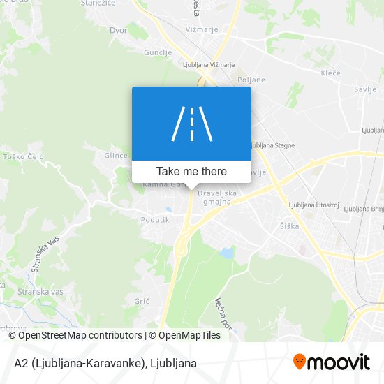 A2 (Ljubljana-Karavanke) map