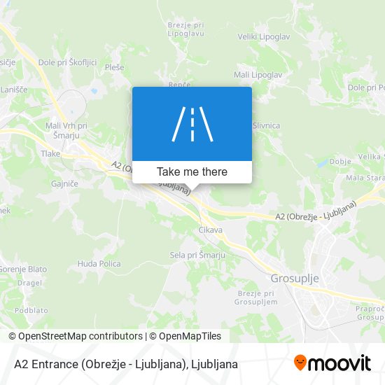 A2 Entrance (Obrežje - Ljubljana) map