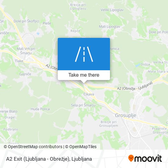 A2 Exit (Ljubljana - Obrežje) map