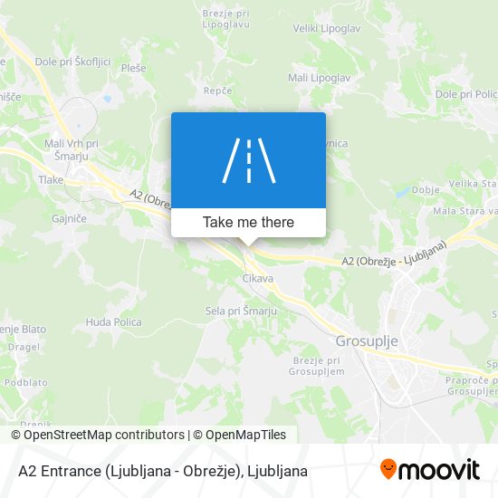 A2 Entrance (Ljubljana - Obrežje) map