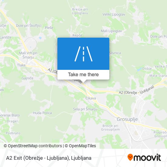 A2 Exit (Obrežje - Ljubljana) map