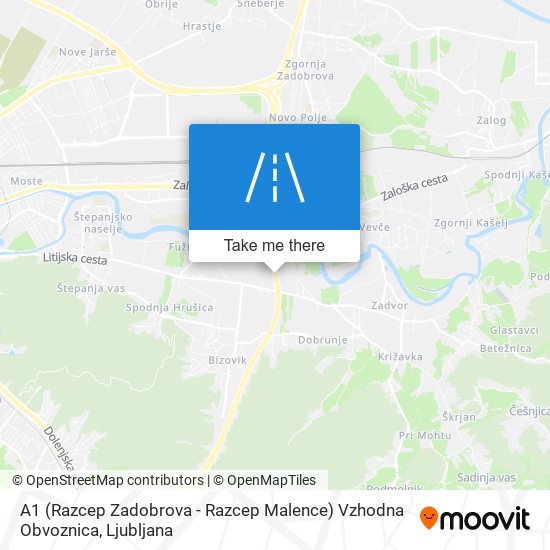 A1 (Razcep Zadobrova - Razcep Malence) Vzhodna Obvoznica map