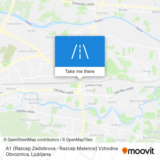 A1 (Razcep Zadobrova - Razcep Malence) Vzhodna Obvoznica map