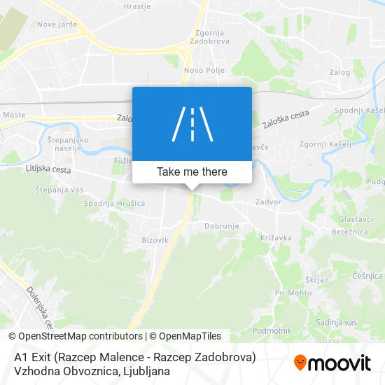 A1 Exit (Razcep Malence - Razcep Zadobrova) Vzhodna Obvoznica map