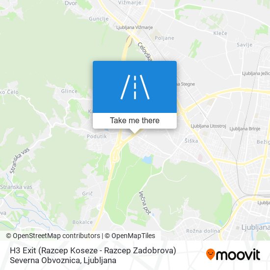 H3 Exit (Razcep Koseze - Razcep Zadobrova) Severna Obvoznica map