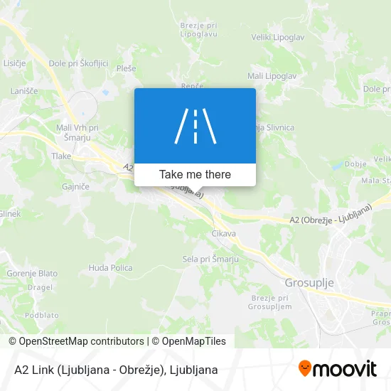 A2 Link (Ljubljana - Obrežje) map