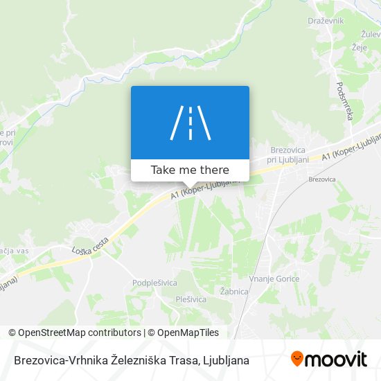 Brezovica-Vrhnika Železniška Trasa map