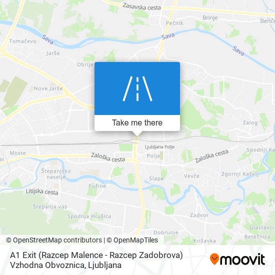 A1 Exit  (Razcep Malence - Razcep Zadobrova) Vzhodna Obvoznica map