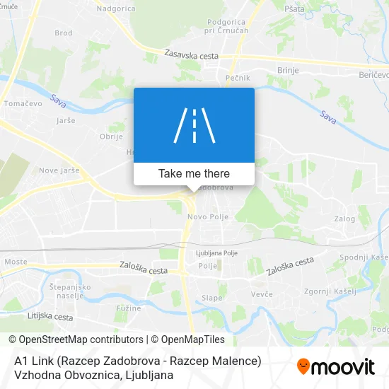 A1 Link (Razcep Zadobrova - Razcep Malence) Vzhodna Obvoznica map