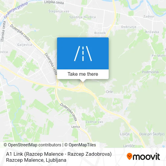 A1 Link (Razcep Malence - Razcep Zadobrova) Razcep Malence map