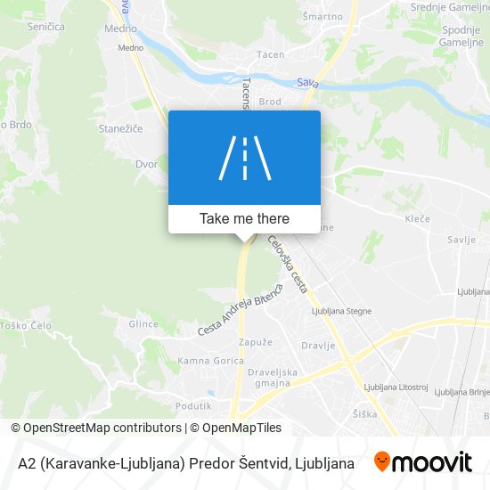 A2 (Karavanke-Ljubljana) Predor Šentvid map