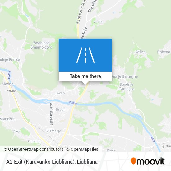 A2 Exit (Karavanke-Ljubljana) map