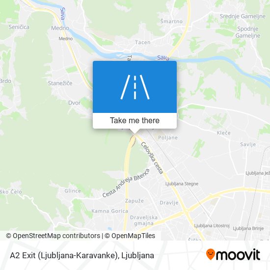 A2 Exit (Ljubljana-Karavanke) map