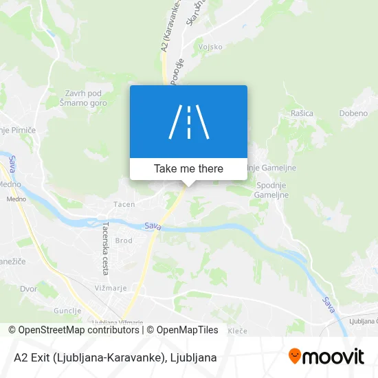 A2 Exit (Ljubljana-Karavanke) map