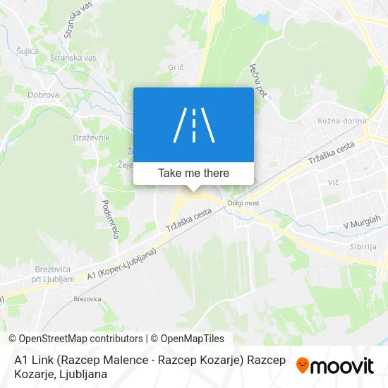 A1 Link (Razcep Malence - Razcep Kozarje) Razcep Kozarje map