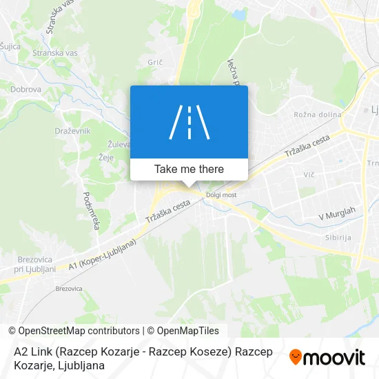 A2 Link (Razcep Kozarje - Razcep Koseze) Razcep Kozarje map