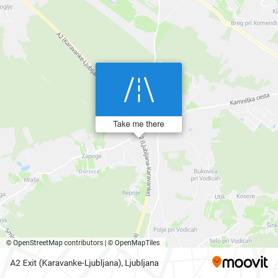 A2 Exit (Karavanke-Ljubljana) map