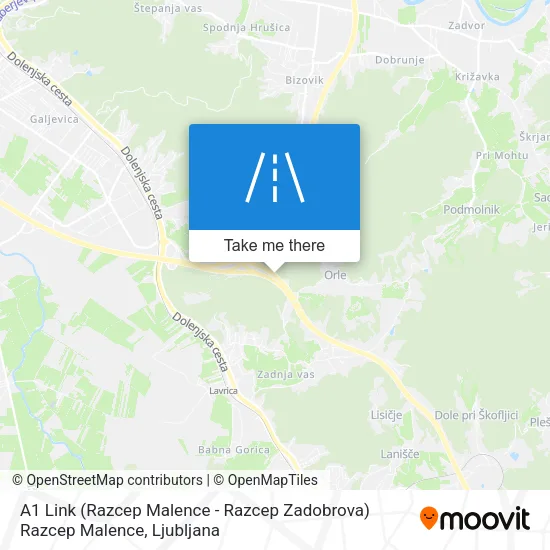 A1 Link (Razcep Malence - Razcep Zadobrova) Razcep Malence map