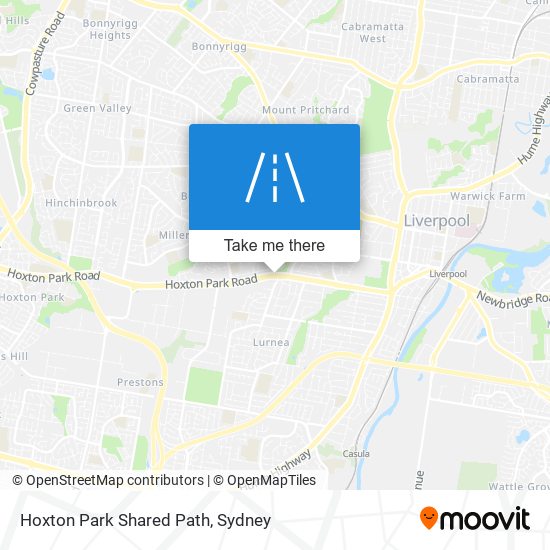 Mapa Hoxton Park Shared Path
