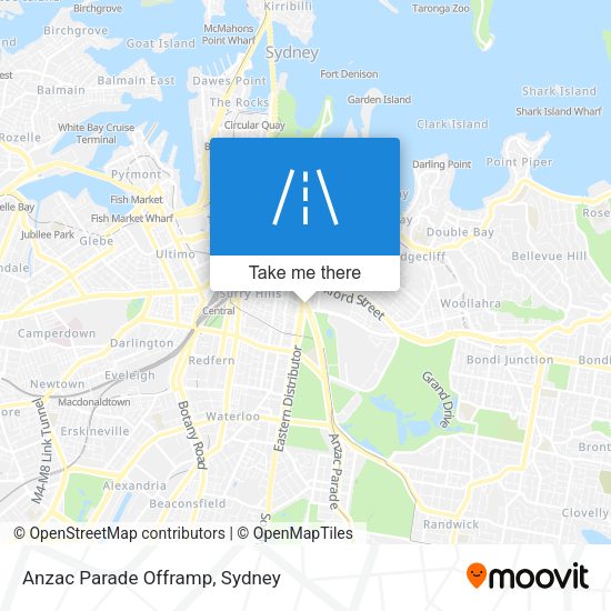 Anzac Parade Offramp map