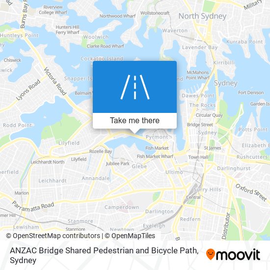 Mapa ANZAC Bridge Shared Pedestrian and Bicycle Path