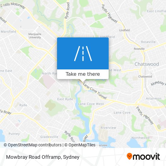 Mapa Mowbray Road Offramp