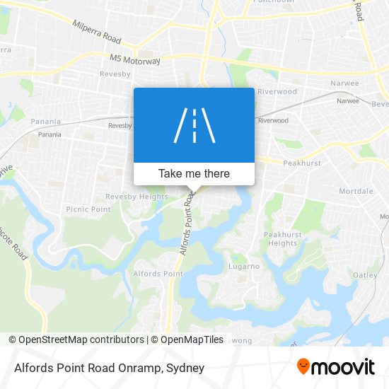 Mapa Alfords Point Road Onramp