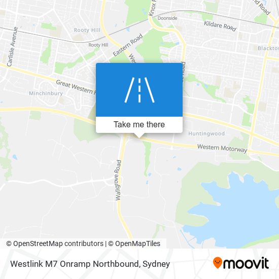 Westlink M7 Onramp Northbound map