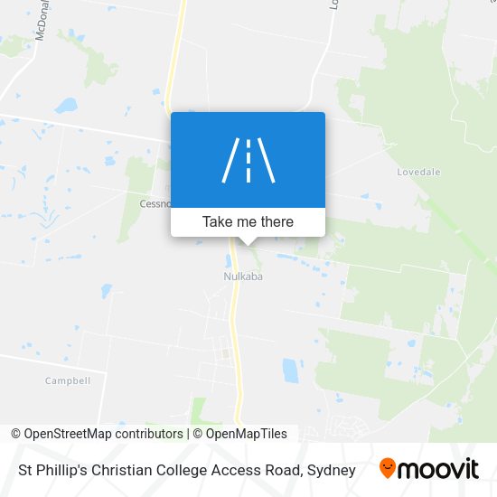 St Phillip's Christian College Access Road map
