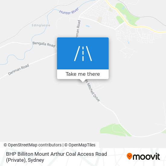 BHP Billiton Mount Arthur Coal Access Road (Private) map