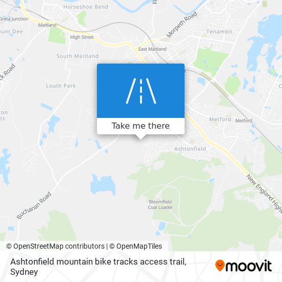 Mapa Ashtonfield mountain bike tracks access trail