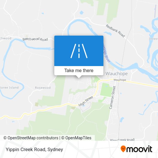 Yippin Creek Road map