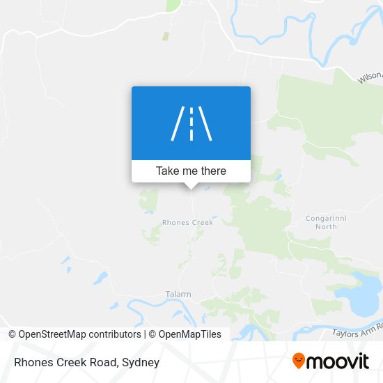 Rhones Creek Road map