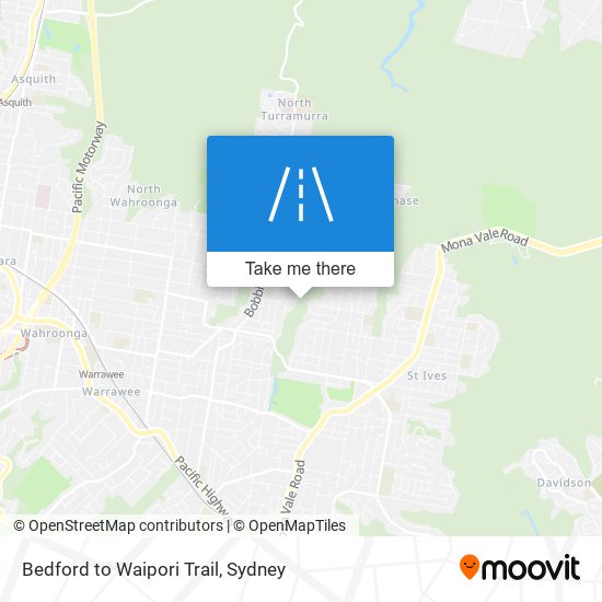 Mapa Bedford to Waipori Trail