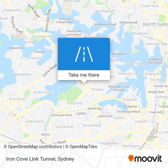 Iron Cove Link Tunnel map