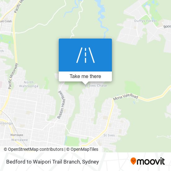 Mapa Bedford to Waipori Trail Branch