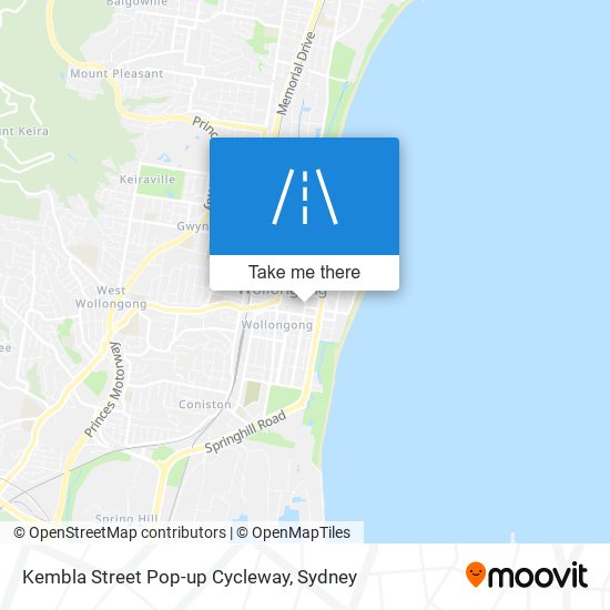 Mapa Kembla Street Pop-up Cycleway