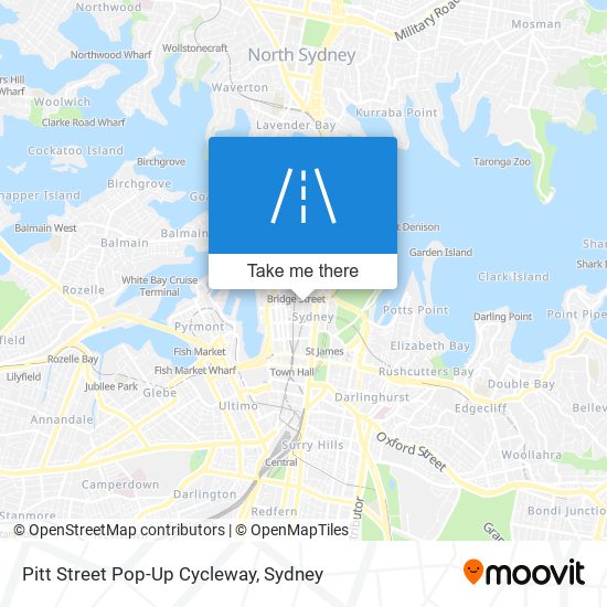 Mapa Pitt Street Pop-Up Cycleway