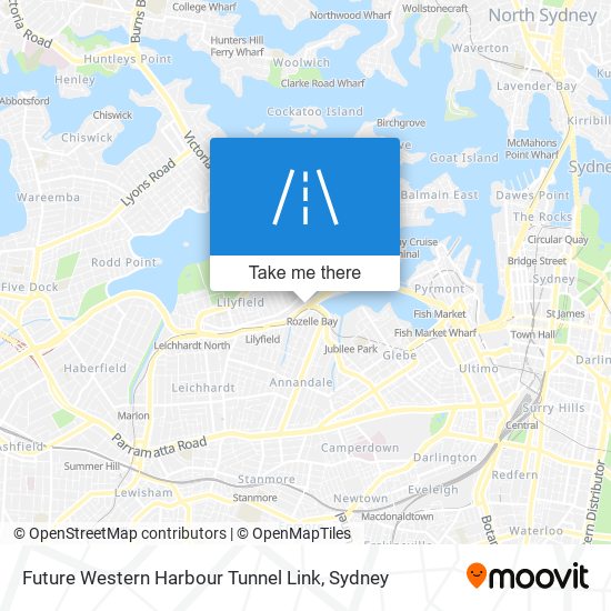 Future Western Harbour Tunnel Link map