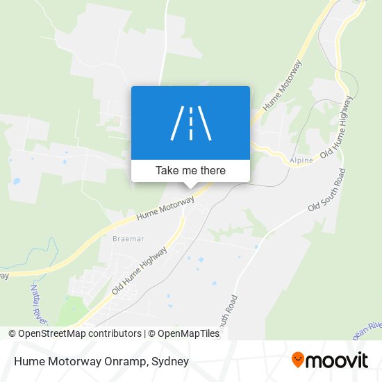Mapa Hume Motorway Onramp