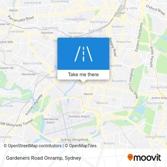 Gardeners Road Onramp map